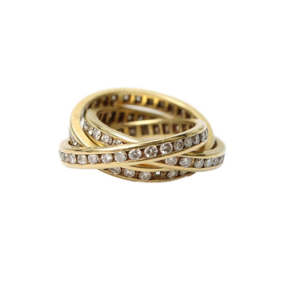 Designer Womens 18K Y Gold Diamond Eternity Triple Rolling Ring Sz 6 8.4g